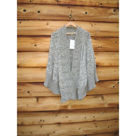 NWT SOFT SURROUNDINGS Chiang Mai Poncho Knit Sweater Gray Black Small Medium - Picture 2 of 10